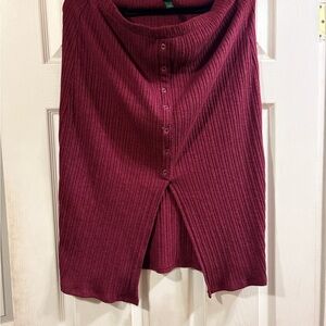 Wild Fable Ribbed Knit Button Front Skirt | Burgundy
